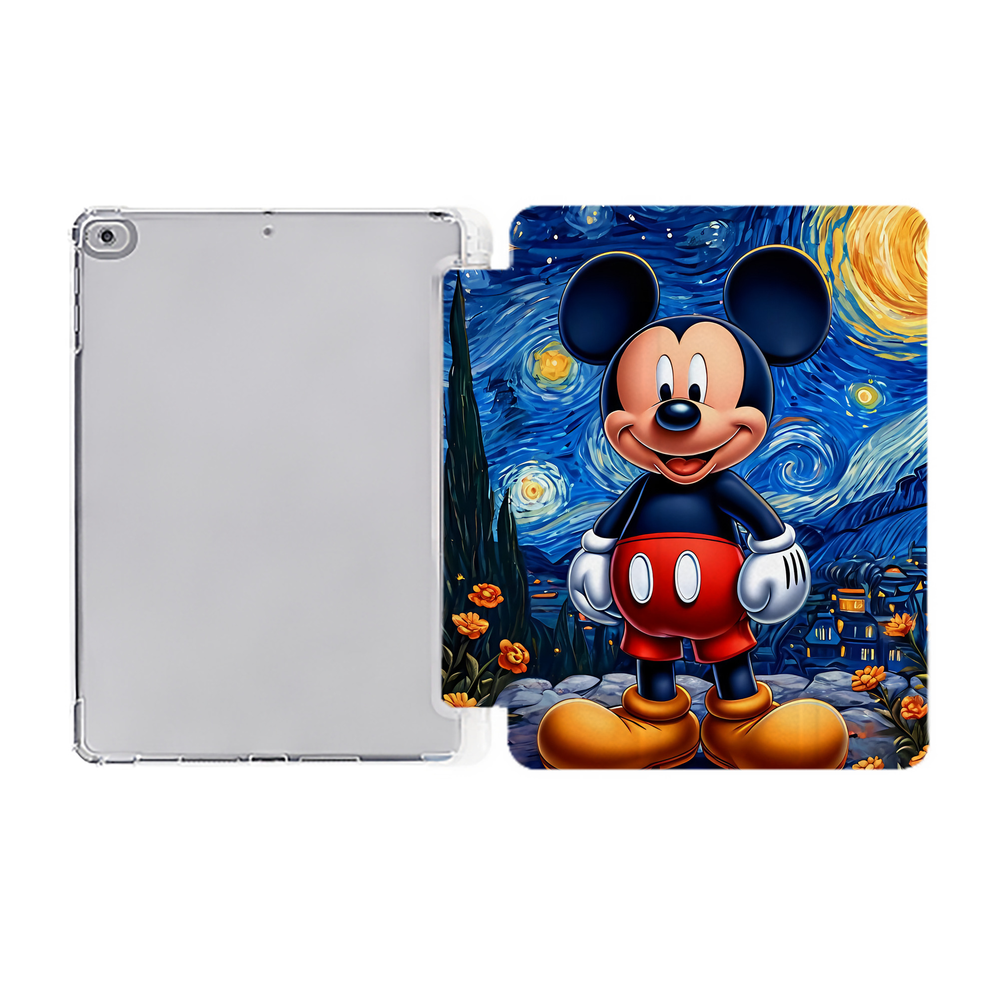 （画像用） ミッキーマウス Mickey Mouse IPad ケース ペン収納付き 三つ折りスタンド PUレザー×シリコン 対応機種9.5/10.5/10.9インチ